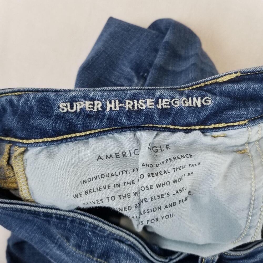 American Eagle Jeans Womens 18 Short Hi-Rise Jegging Super Stretch Distressed - Picture 6 of 11